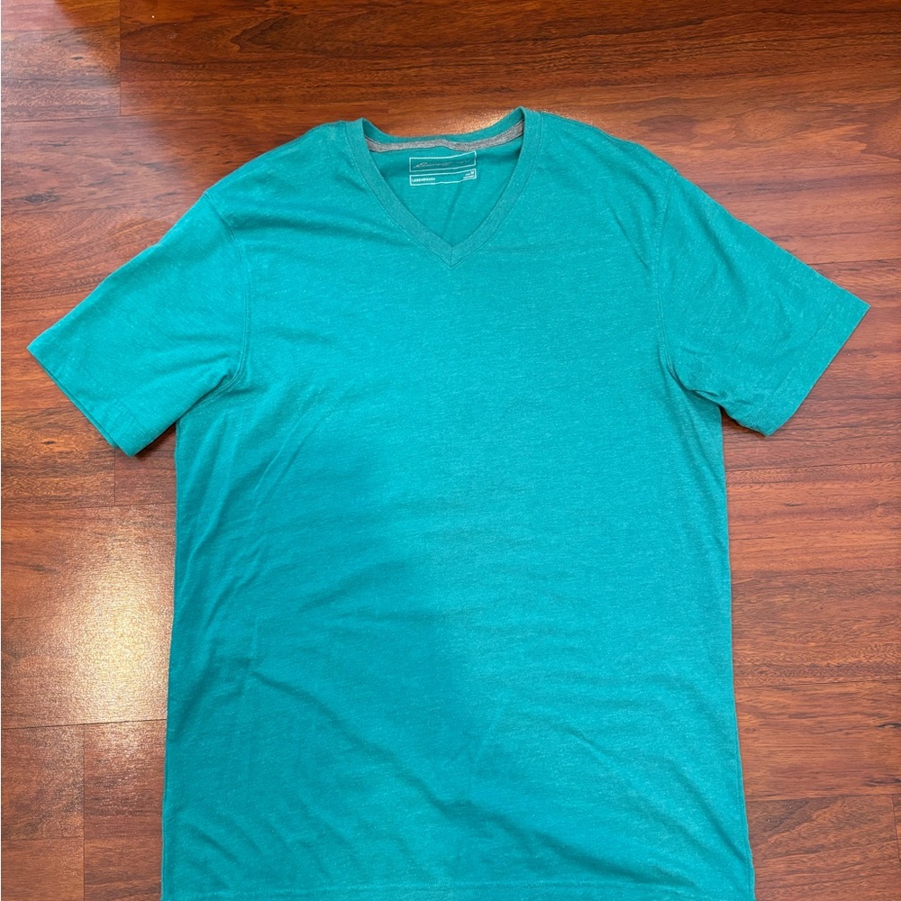 Eddie Bauer Turquoise V-Neck Men's Tee